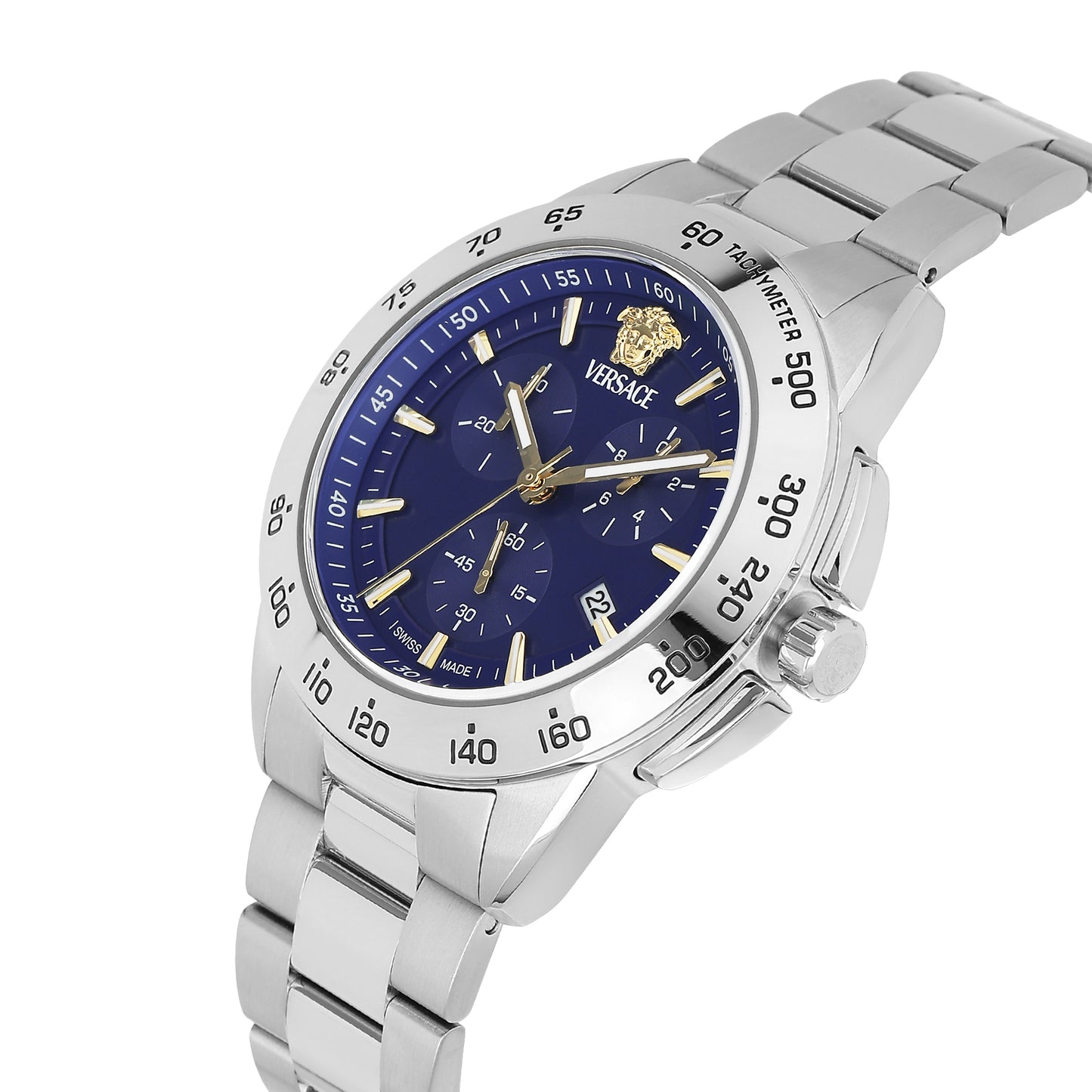 Versace V-Sport 44 mm Blue Dial Men Chrono Watch- VEKIA0425