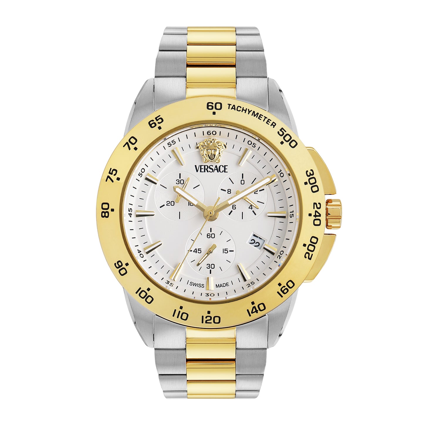 Versace V-Sport 44 mm Silver-White Dial Men Chrono Watch- VEKIA0525