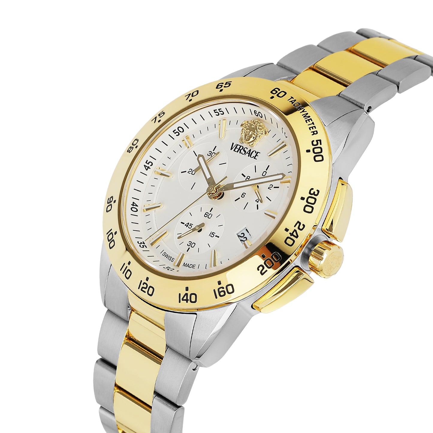 Versace V-Sport 44 mm Silver-White Dial Men Chrono Watch- VEKIA0525