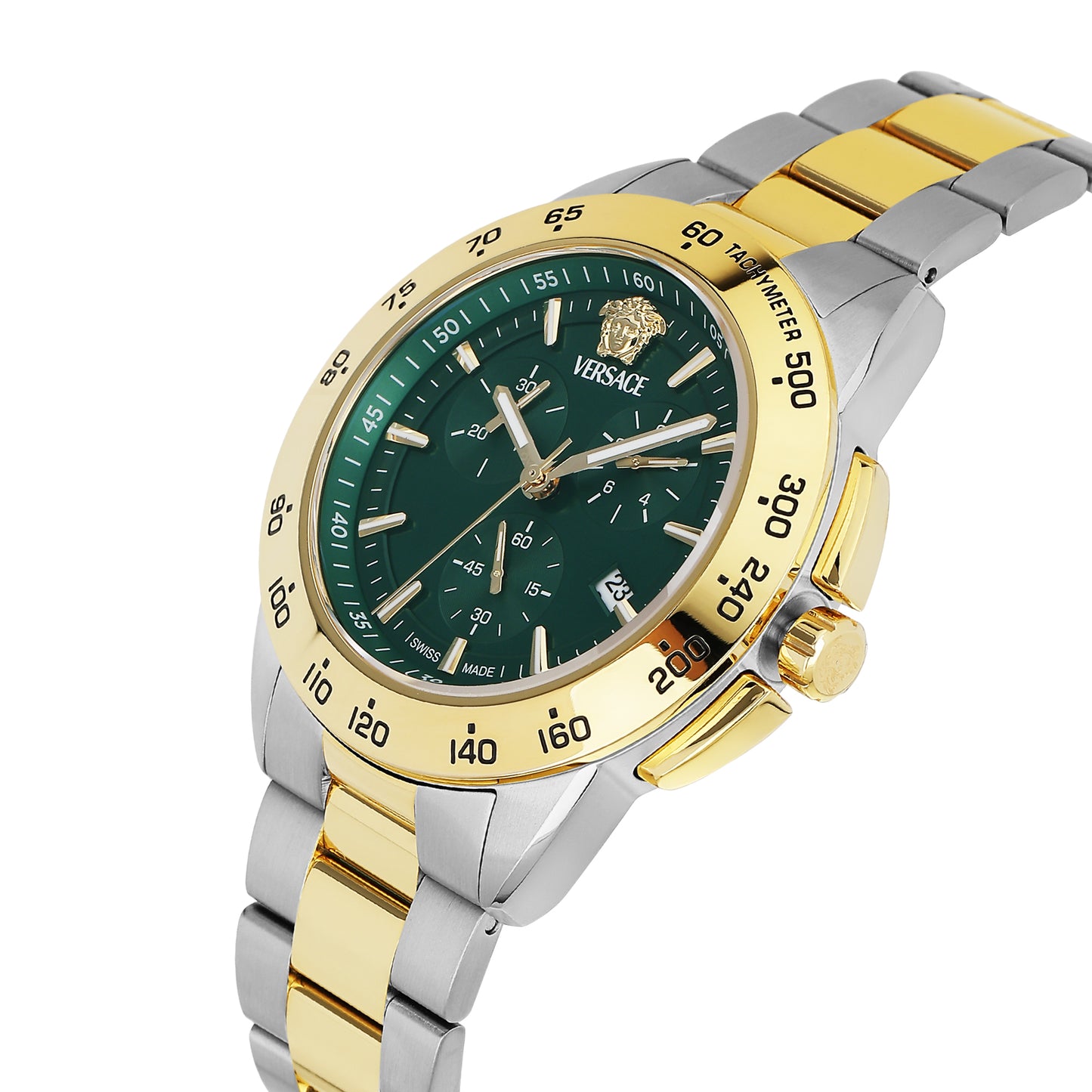 Versace V-Sport 44 mm Green Dial Men Chrono Watch- VEKIA0625