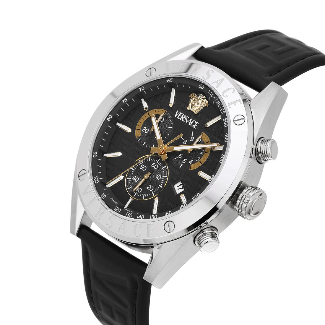 Versace Athletics VEKJA 44 mm Black Dial Men Chrono Watch- VEKJA0225