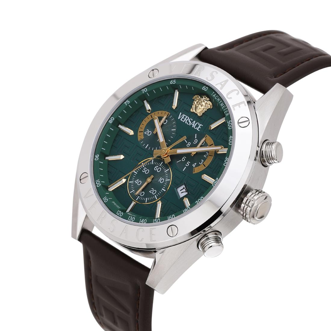 Versace Athletics VEKJA 44 mm Green Dial Men Chrono Watch- VEKJA0325