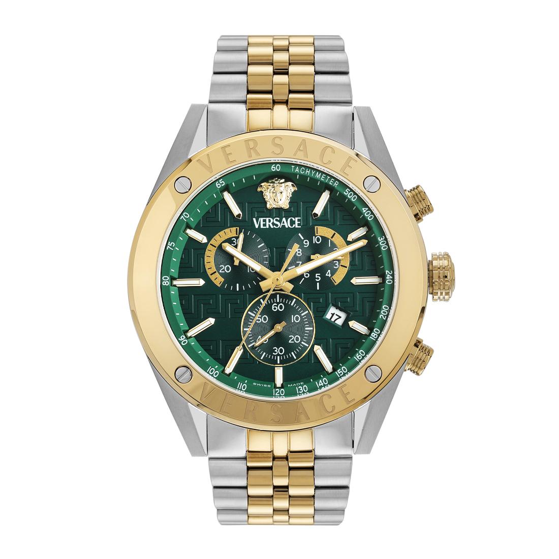Versace Athletics VEKJA 44 mm Green Dial Men Chrono Watch- VEKJA0625