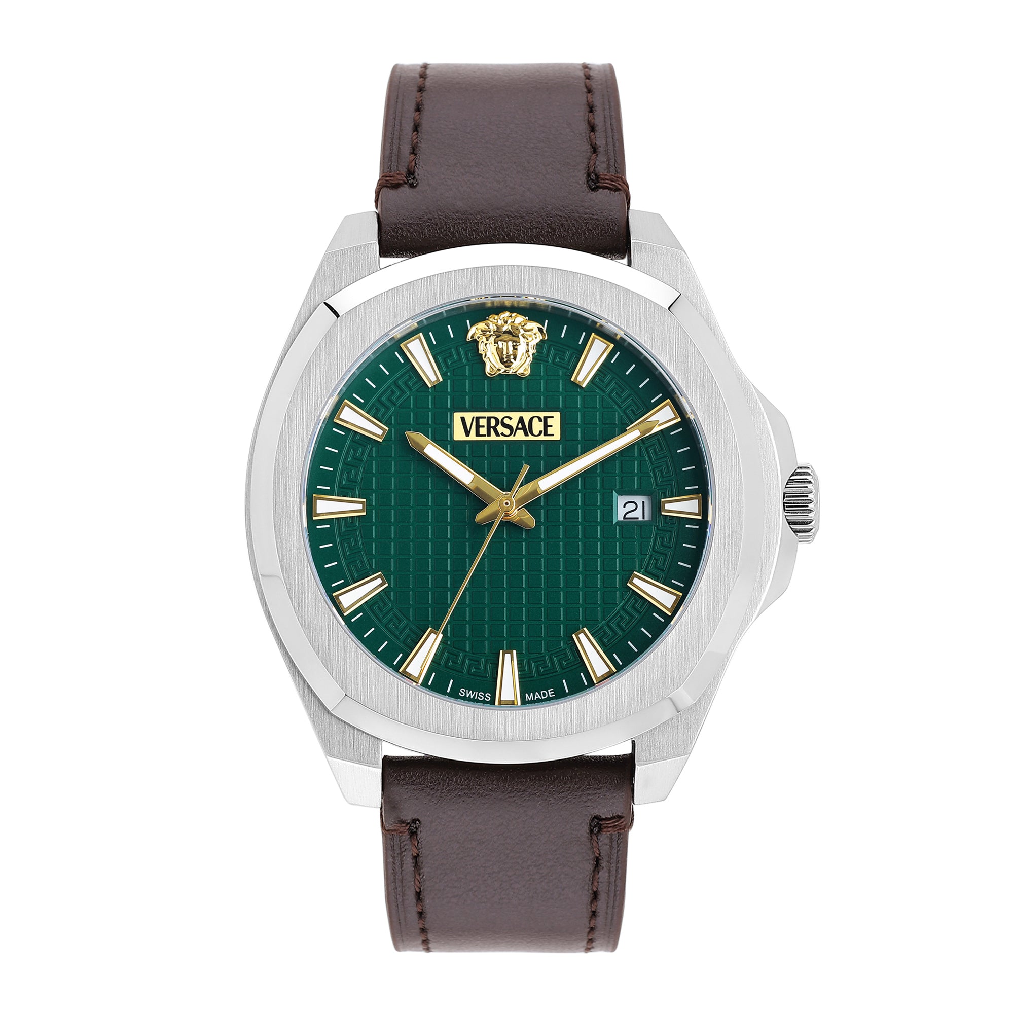 Versace Luxury 3 Hands 42 mm Green Dial Men Analog Watch VEKKA0225