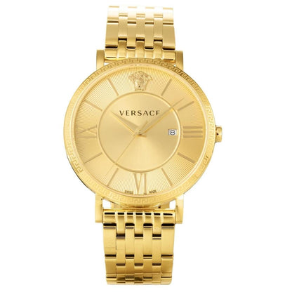 Versace V-Eternal 42 mm Gold Dial Men Analog Watch- VENCA0524