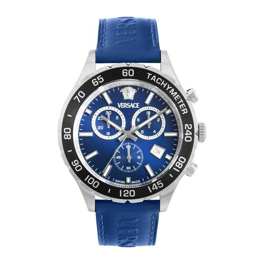 Versace Men 43 x 56.6mm Size Blue Round Dial Analog Watch- VEPCA0124