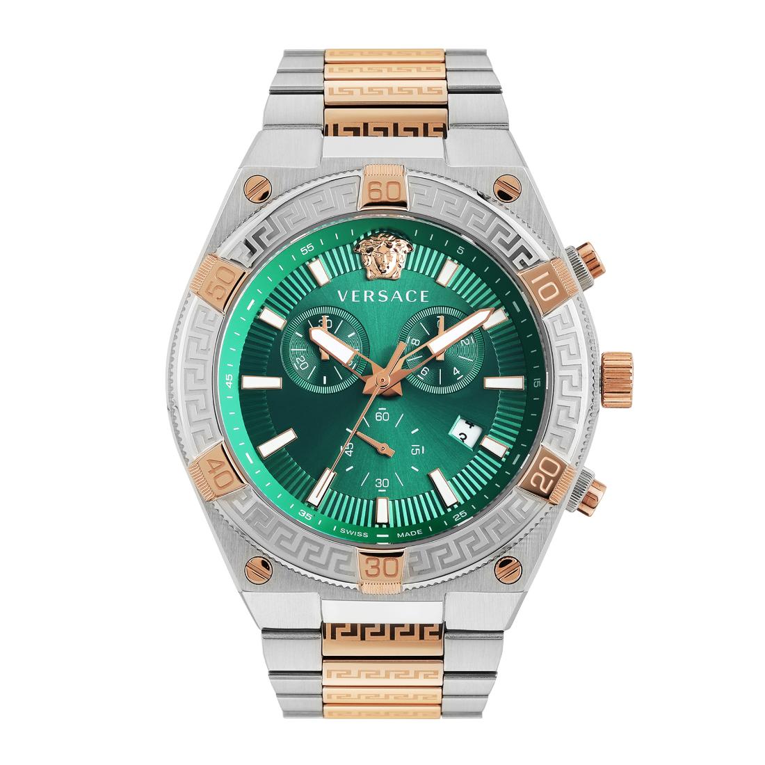 Versace V Sporty Greca Chrono 46 mm Green Dial Men Watch VESO01324