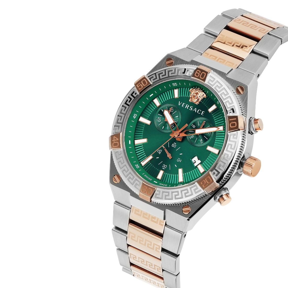 Versace V Sporty Greca Chrono 46 mm Green Dial Men Watch VESO01324