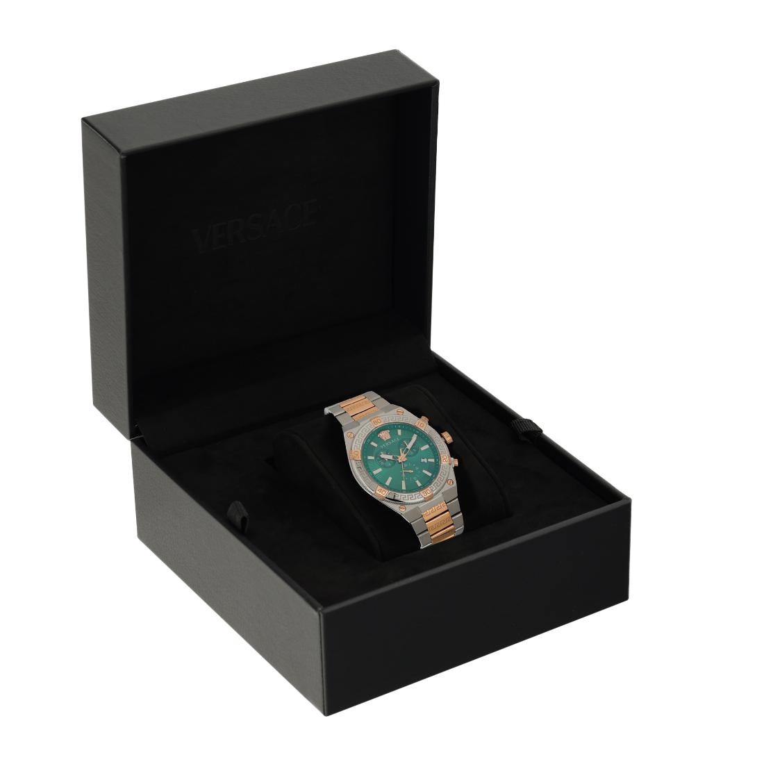 Versace V Sporty Greca Chrono 46 mm Green Dial Men Watch VESO01324