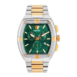 Versace Men 44 X 54.3 mm Size Green Rectangular Dial Analog Watch VESP00624