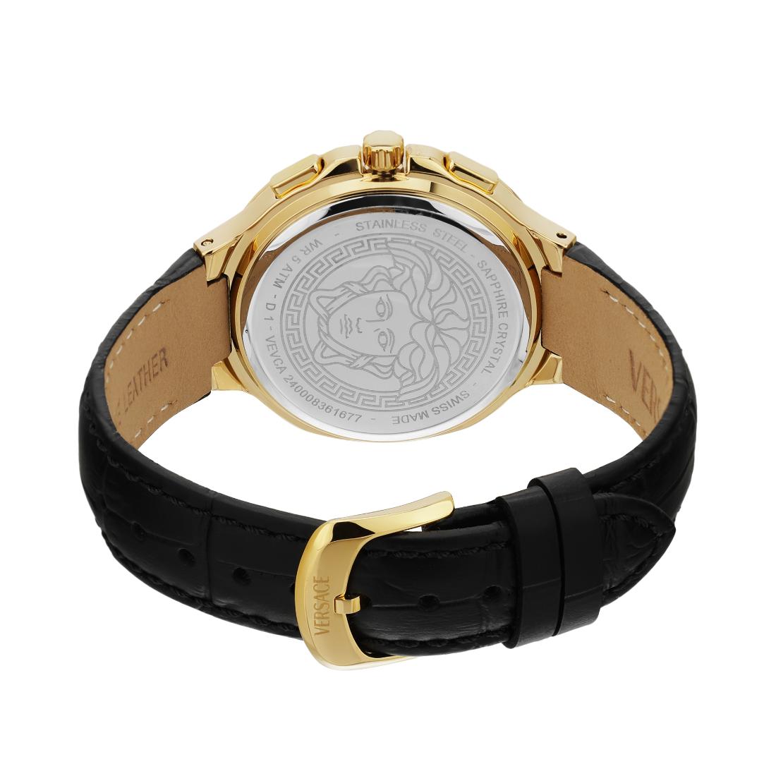 Versace V Lady 40 mm Black Dial Unisex Chrono Watch VEVCA0224