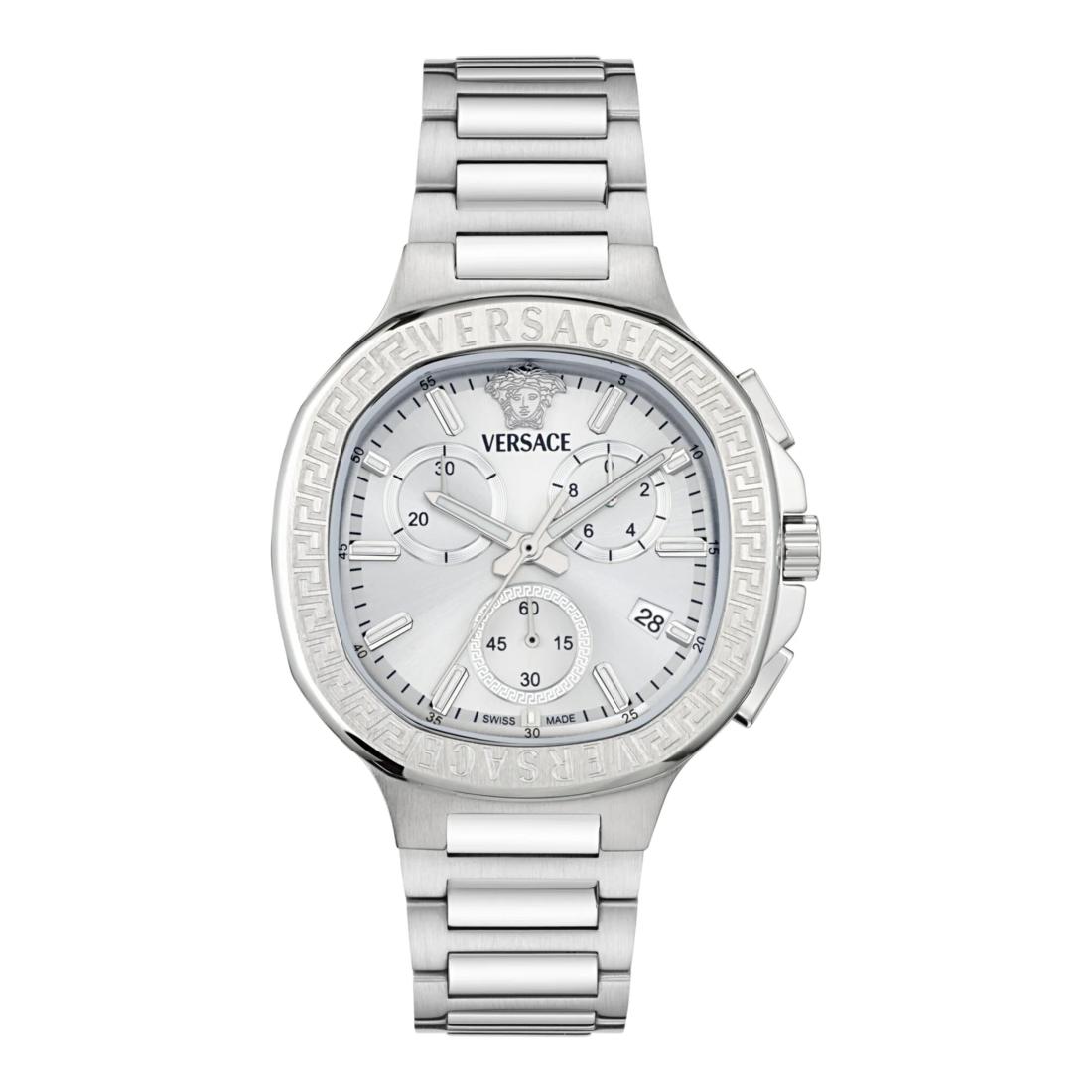 Versace V-Lady 40 mm White-Silver Dial Unisex Chrono Watch- VEVCA0424