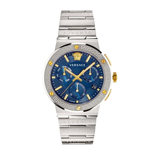 Versace Greca Logo Chrono 43 mm Blue Dial Men Watch- VEZ900221