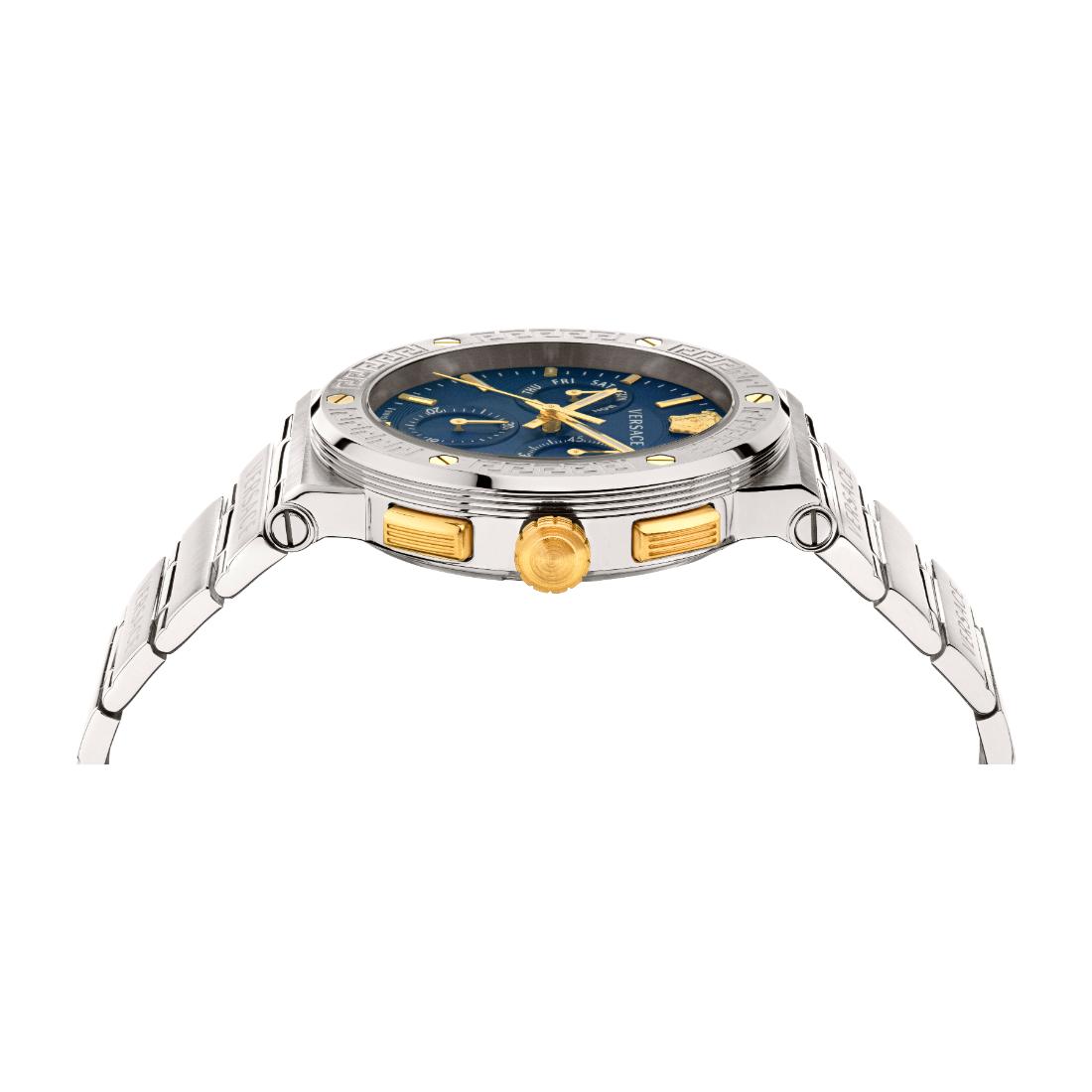 Versace Greca Logo Chrono 43 mm Blue Dial Men Watch- VEZ900221