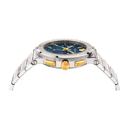 Versace Greca Logo Chrono 43 mm Blue Dial Men Watch- VEZ900221