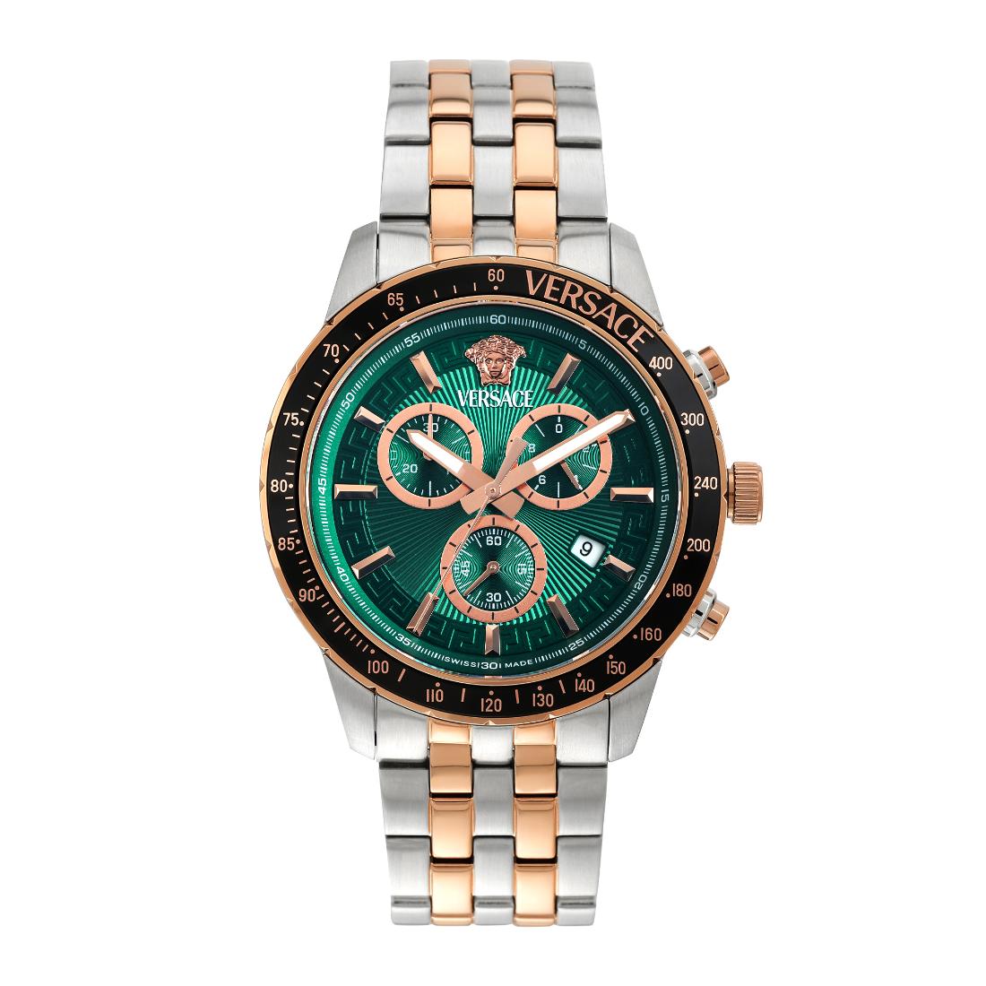 Versace Sport 44 mm Green Dial Men Chrono Watch- VEZCA0424