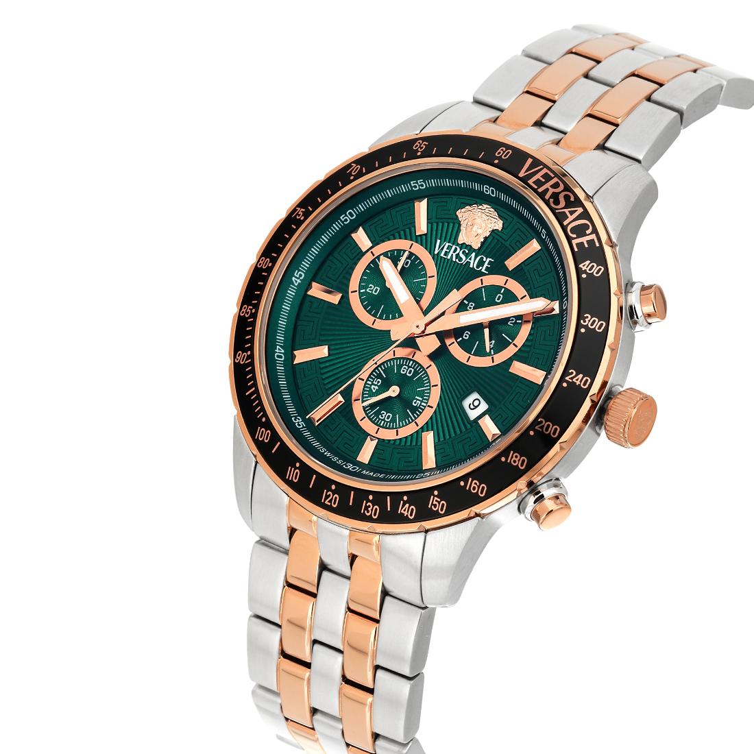 Versace Sport 44 mm Green Dial Men Chrono Watch- VEZCA0424