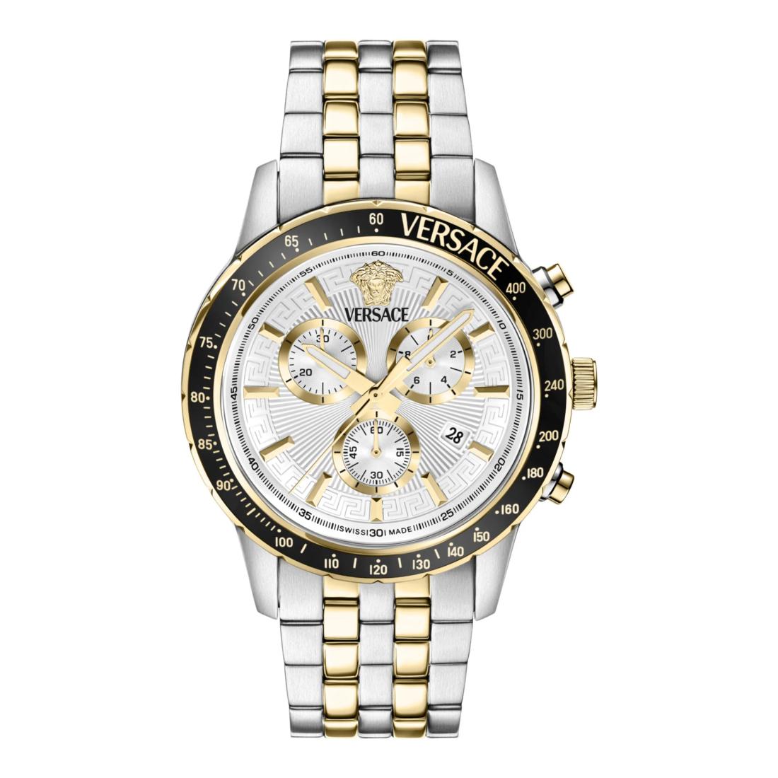 Versace Sport 44 mm Silver White Guilloch Dial Men Chrono Watch VEZCA0624