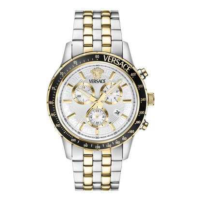Versace Sport 44 mm Silver White Guilloch Dial Men Chrono Watch- VEZCA0624