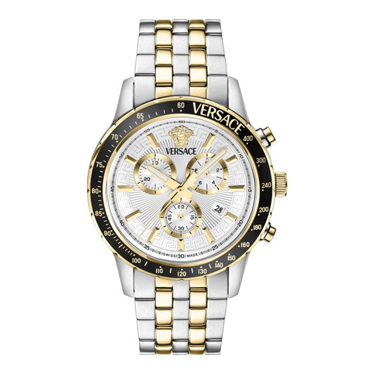 Versace Sport 44 mm Silver White Guilloch Dial Men Chrono Watch- VEZCA0624