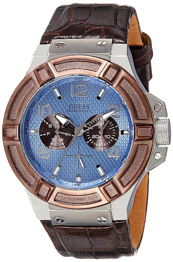 Guess 45 mm Mens Blue Multi function Watch W0040G10