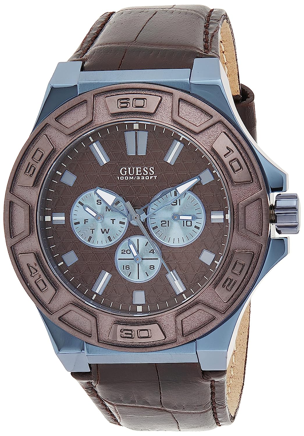 Guess 45 mm Mens Blue Multi function Watch W0674G5