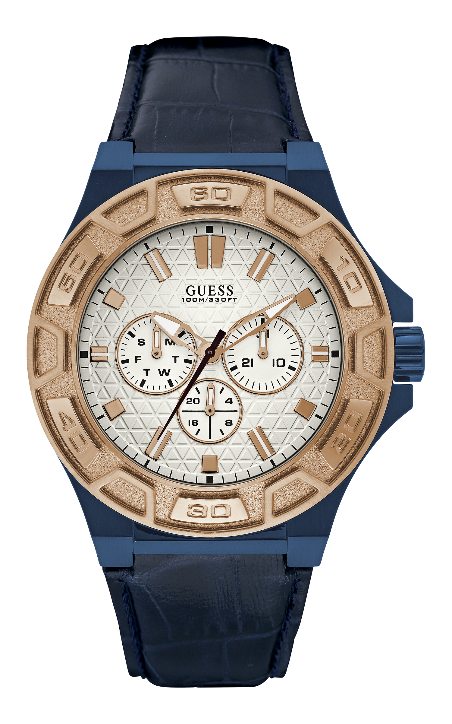 Guess 45 mm Mens Blue Multi function Watch W0674G7