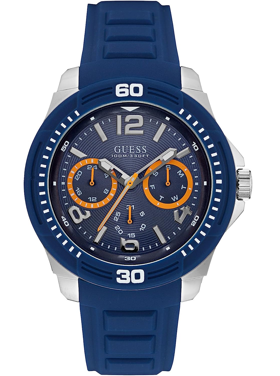 Guess 46 mm Mens Blue Multi function Watch W0967G2
