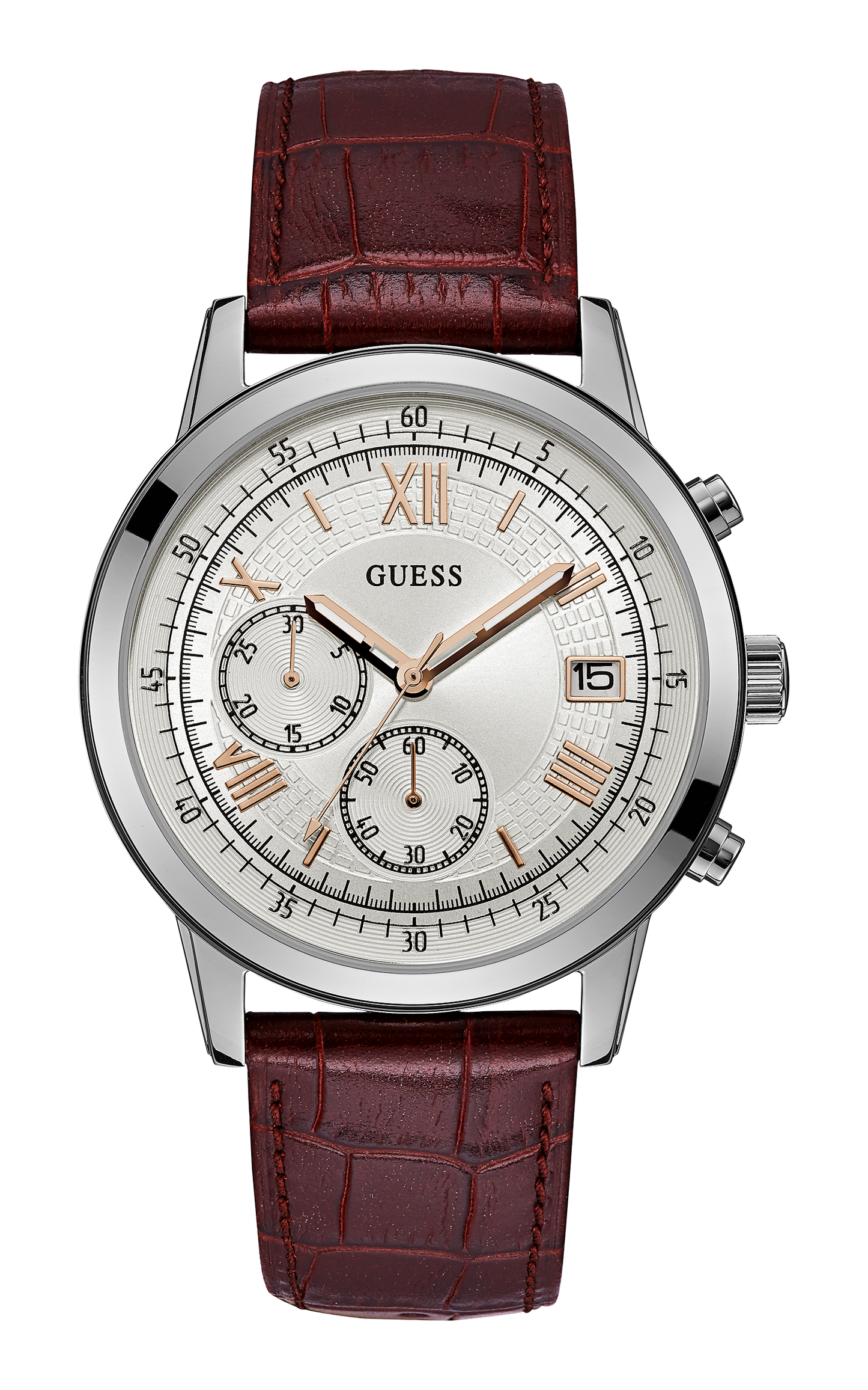 Guess Mens Rose Gold/Brown Chronograph Watch - W1000G2