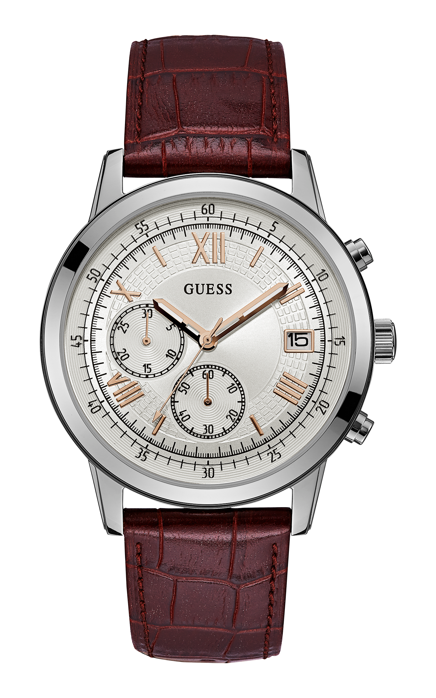 Guess 44 mm Mens Rose Gold/Brown Chronograph Watch W1000G2