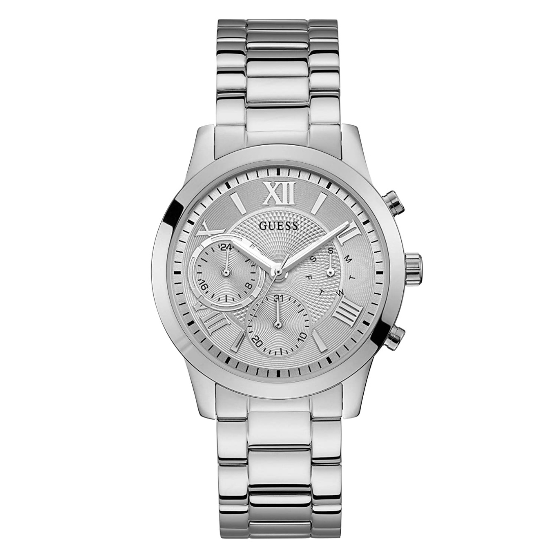 Guess Women 40 mm Quartz Multifunction Silver Dial Stainless Steel Strap Watch W1070L1