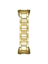 Gold watch strap on a white background