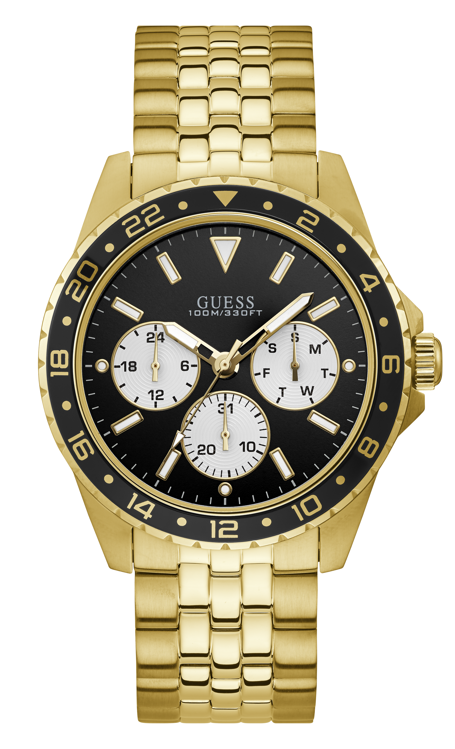 Guess 44 mm Mens Gold Multi function Watch W1107G4