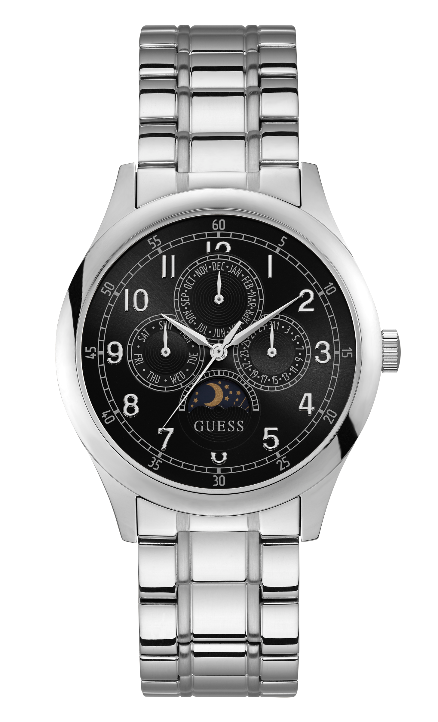 Guess 40 mm Mens Silver Multi function Watch W1110G1