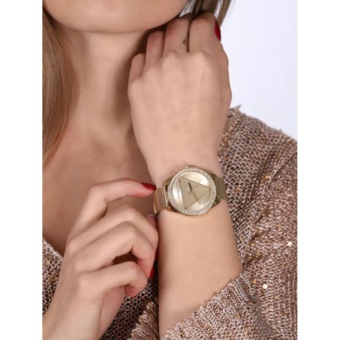 Guess Stainless Steel Analog Gold Dial Women Watch-W1142L2, Gold Band