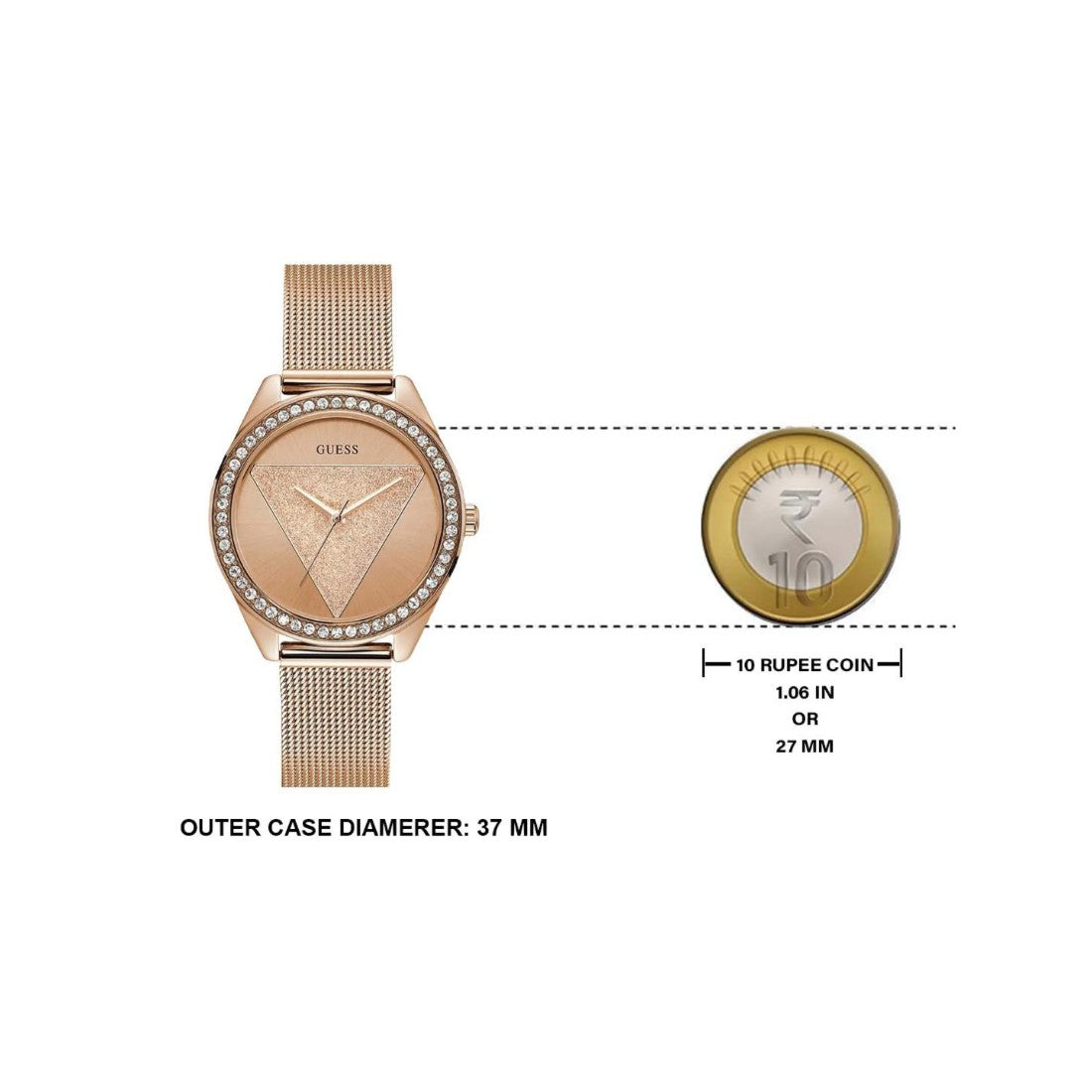 Guess Trend Tri Glitz 37 mm Women Rose Gold Dial Analog Watch W1142L4
