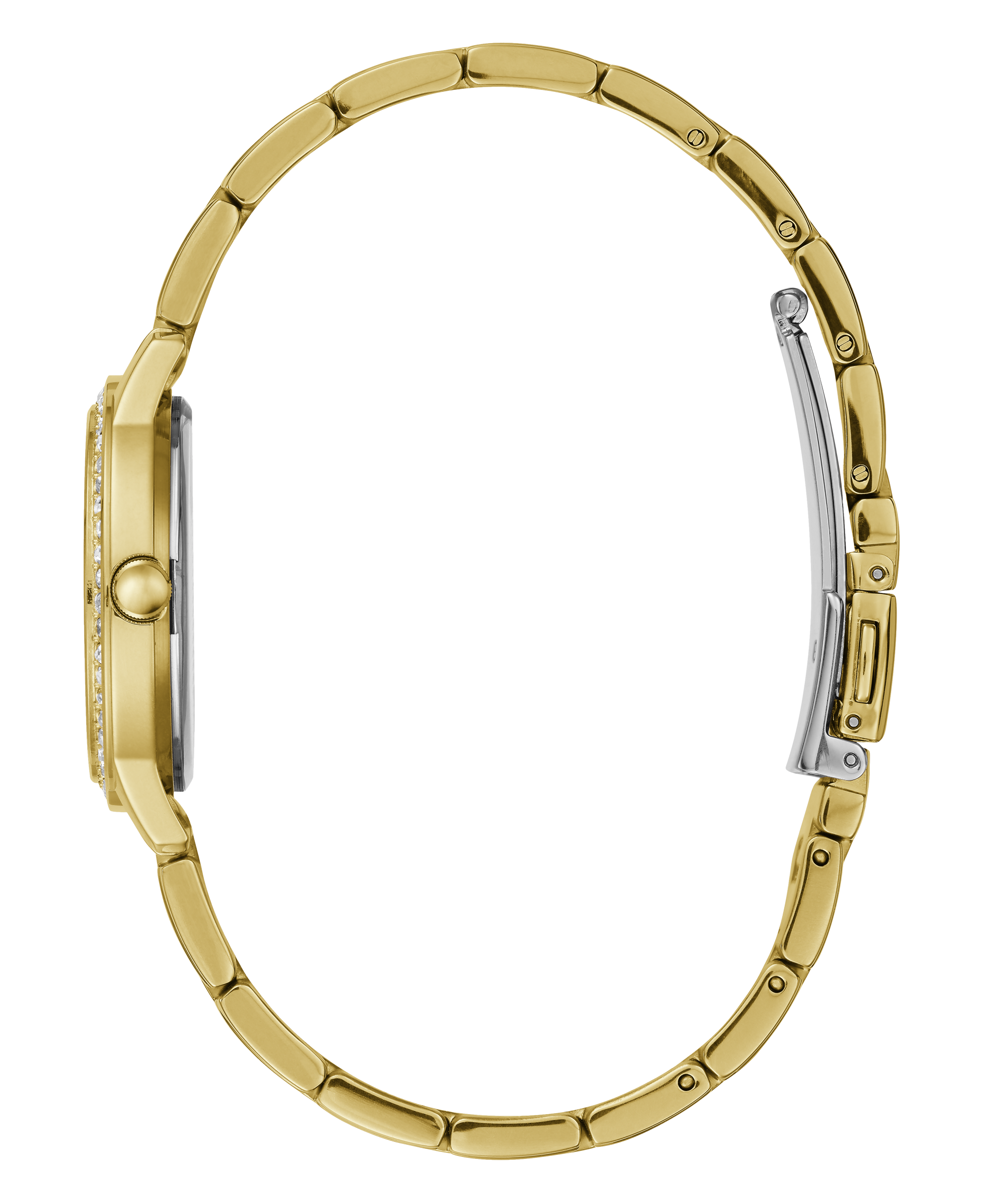 Guess Women 30 mm Quartz Analog White Dial Gold Stainless Steel Strap Watch W1209L2