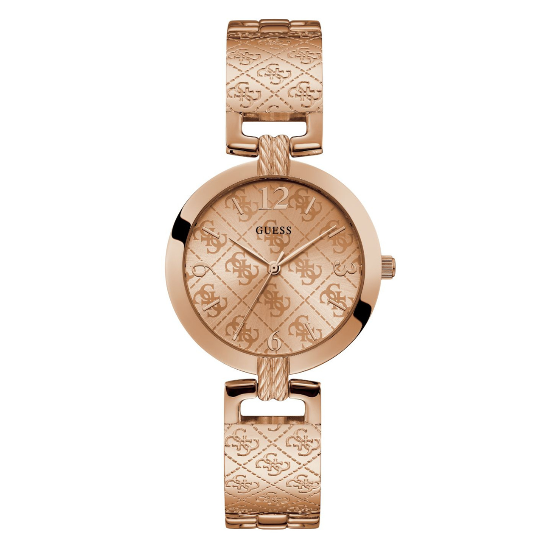 Guess Women 35 mm Quartz Analog Rose Gold Dial Stainless Steel Strap Watch W1228L3