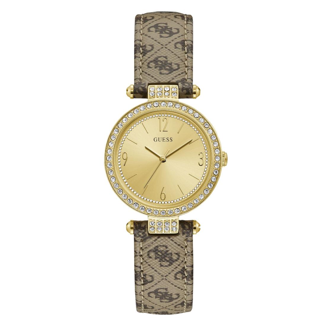 Guess Women 32 mm Size Gold Dial Analog Watch W1230L2