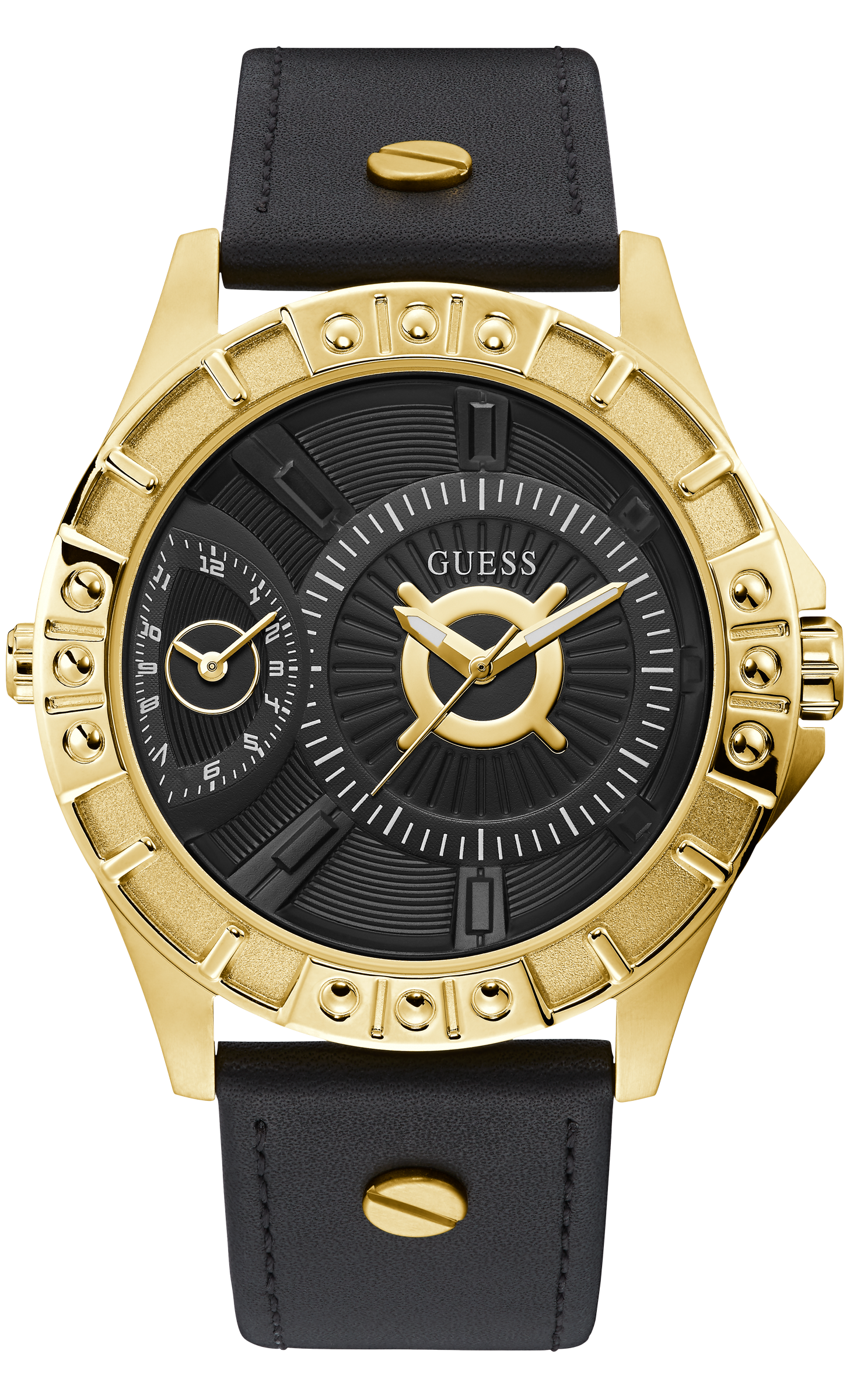 Guess 50 mm Mens Gold Multi function Watch W1297G1