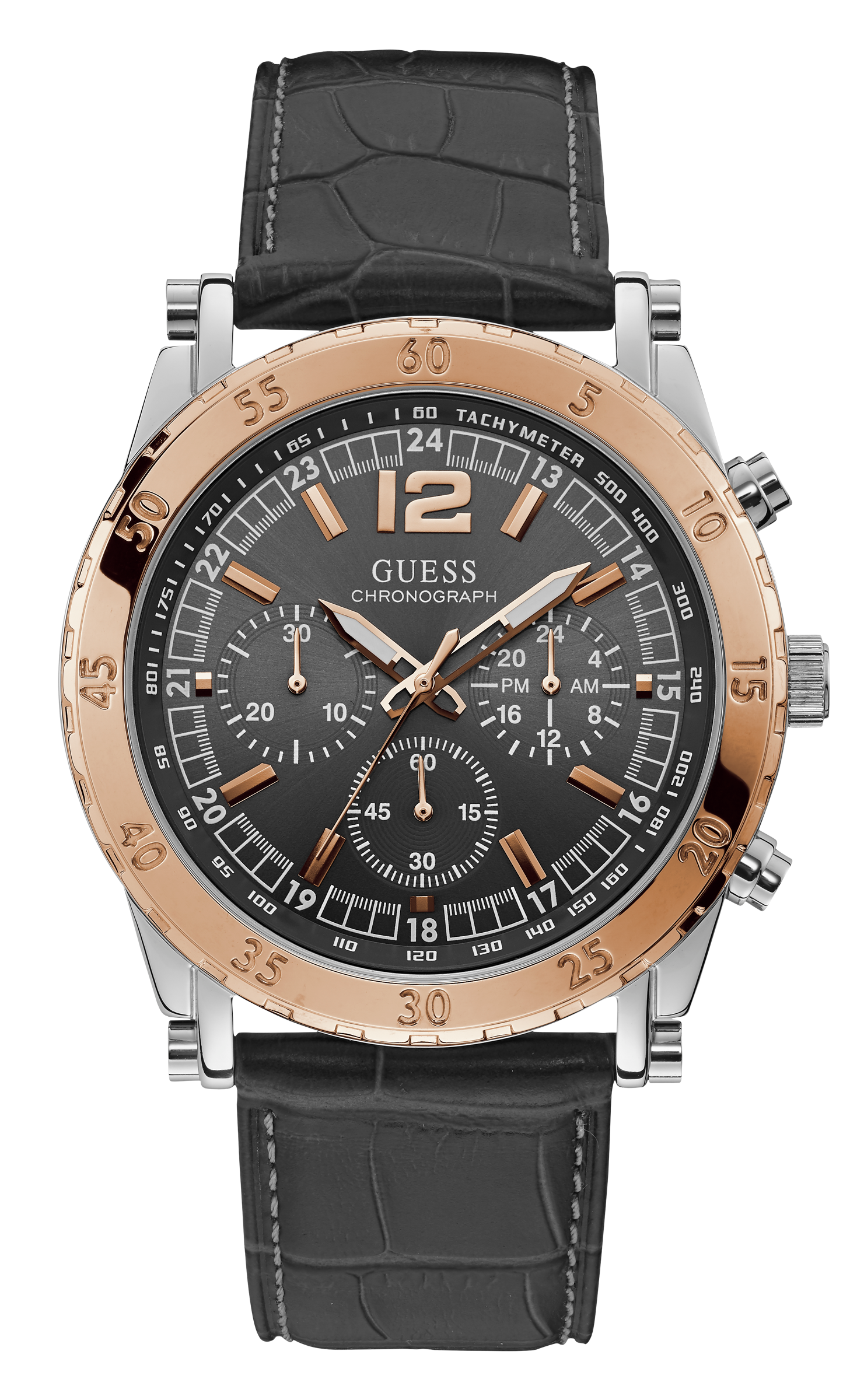 Guess 46 mm Mens Rose Gold/Brown Chronograph Watch W1311G1