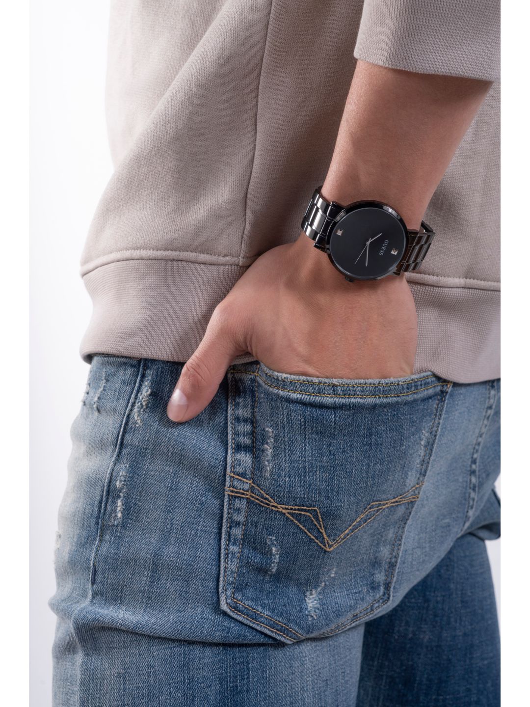 Guess Men 44 mm Quartz Analog Black Dial Black Stainless Steel Strap Watch W1315G3