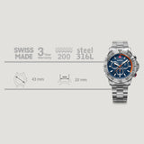 Wenger Seaforce Chrono 43 mm Blue Dial Men Watch 01.0643.125