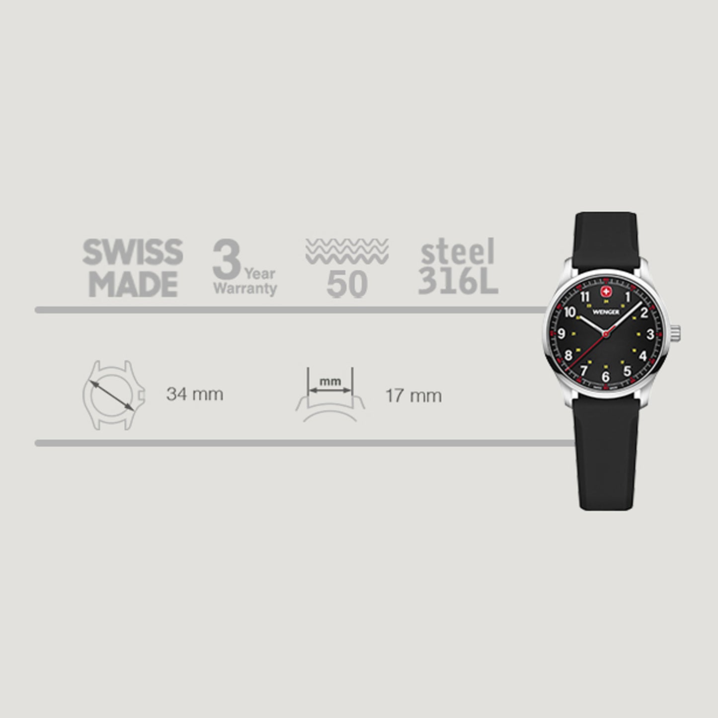 Wenger City Sport 34 mm Black Dial Unisex Watch 01.1421.127