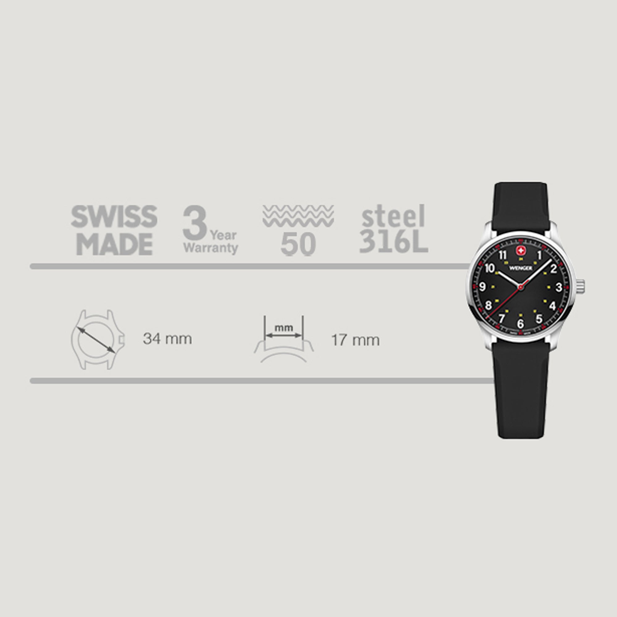 Wenger City Sport 34 mm Black Dial Unisex Watch 01.1421.127