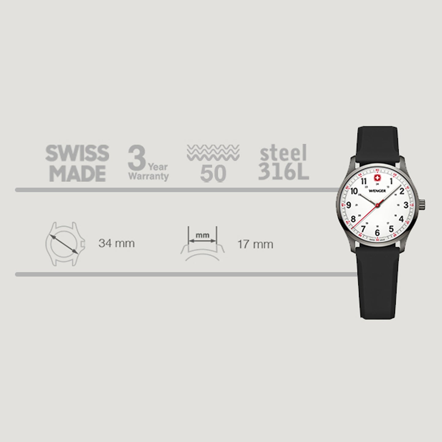 Wenger City Sport 34 mm White Dial Unisex Watch 01.1421.129