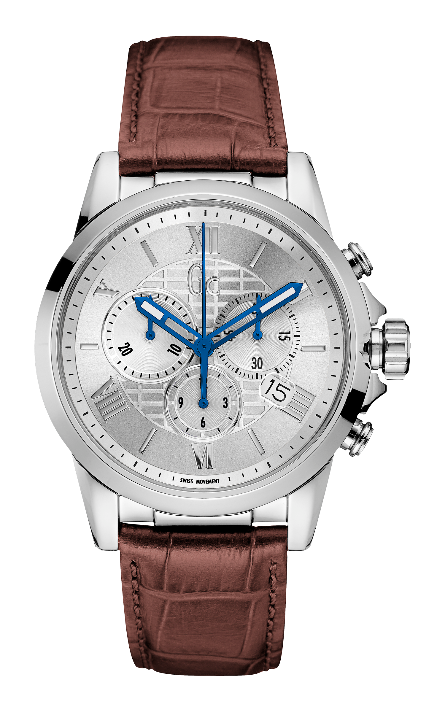 Guess Collection 42 mm Silver Dial Gents Watch Y08005G1