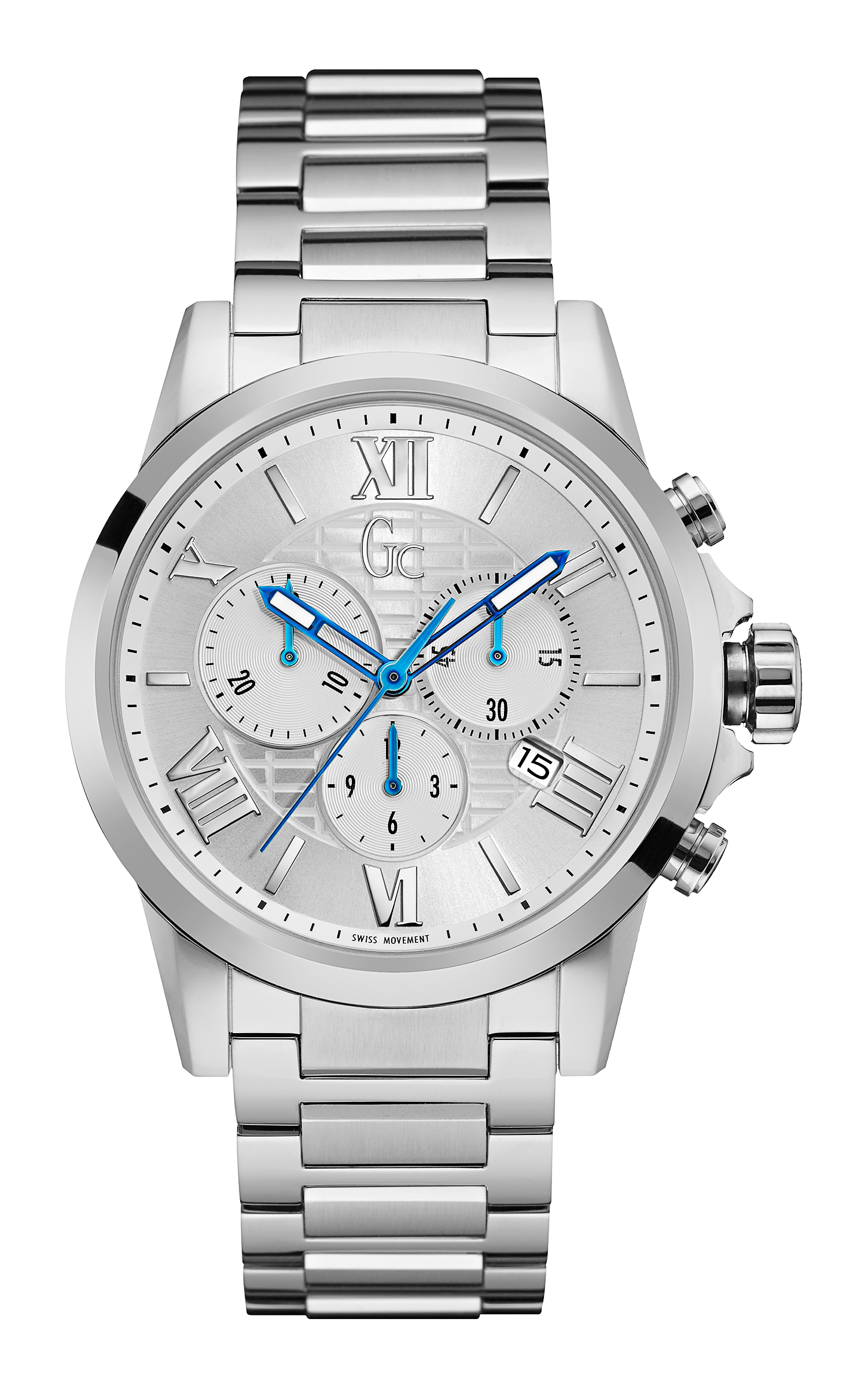 Guess Collection 42 mm Silver Dial Gents Watch Y08007G1