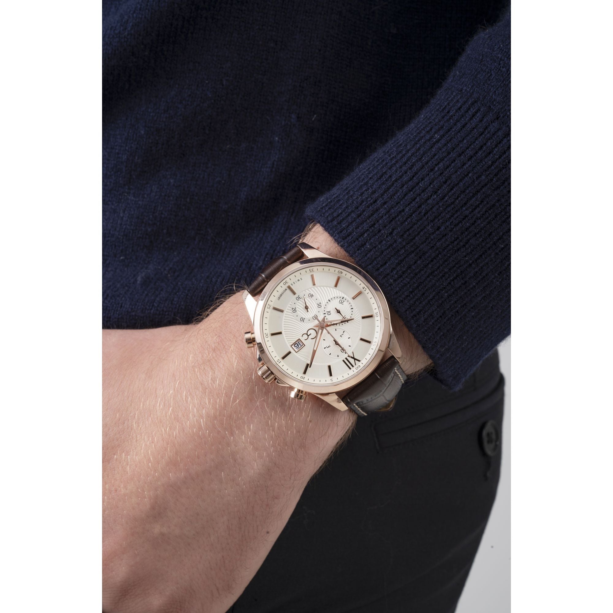 Guess Collection Off white Dial Chrono 44 mm Men's Watch Y27011G1MF