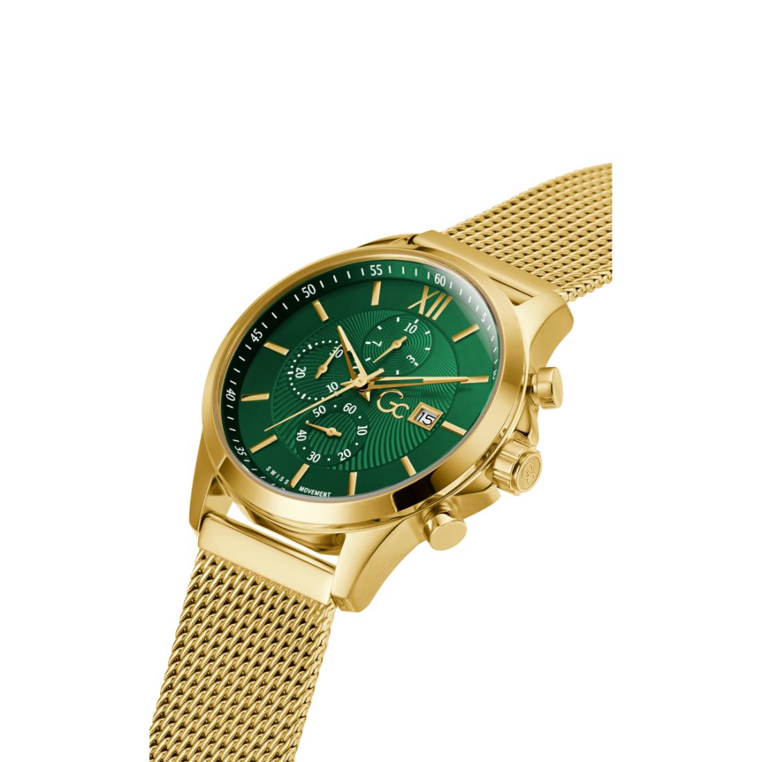 Guess Collection Men 44 mm Size Green Dial Quartz Chronograph Watch Y27013G9MF